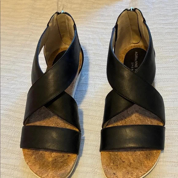 Adrienne Vittadini Black Cross-Strap AV Claud Sandals - Picture 2 of 5